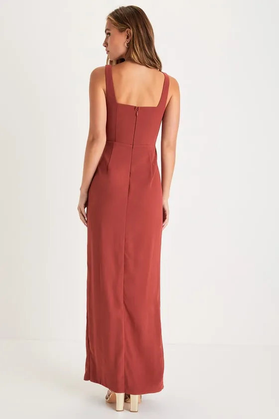 Glamorous Disposition Rust Ruched Maxi Dress sold by Lulus product image thumbnail 2