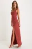Glamorous Disposition Rust Ruched Maxi Dress sold by Lulus