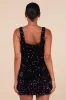 Seeing Sparkles Dark Purple Velvet Sequin Square Neck Mini Dress sold by Lulus