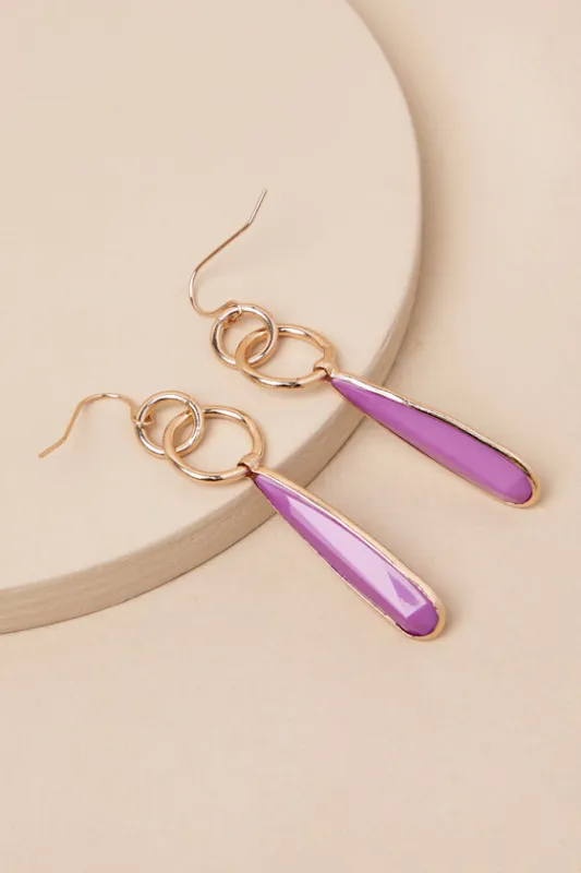 Adeniyi Purple Stone Drop Earrings sold by Lulus