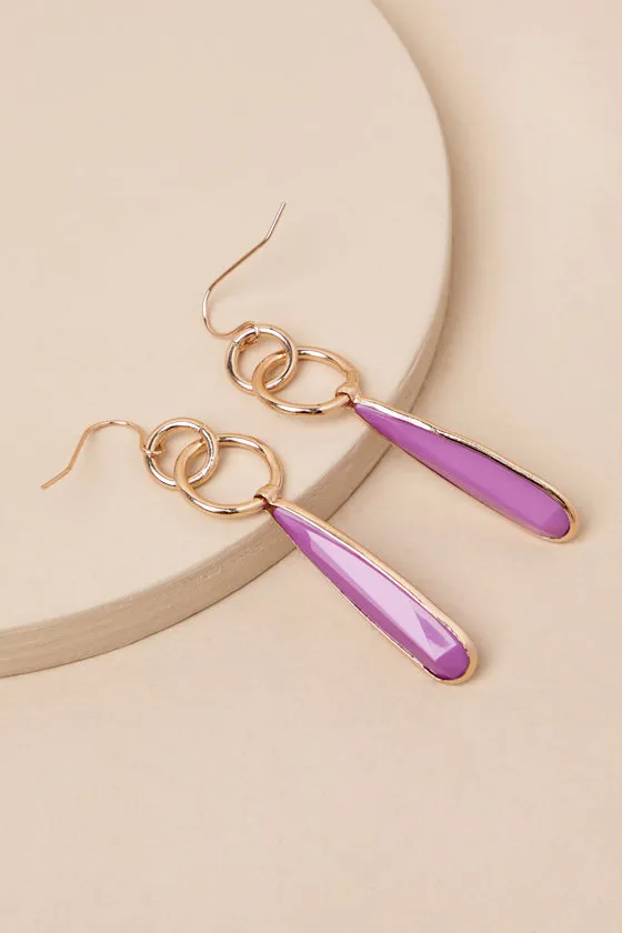Adeniyi Purple Stone Drop Earrings sold by Lulus