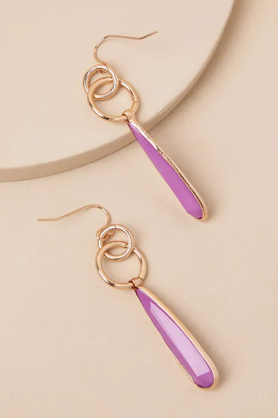 Adeniyi Purple Stone Drop Earrings sold by Lulus product image thumbnail 2