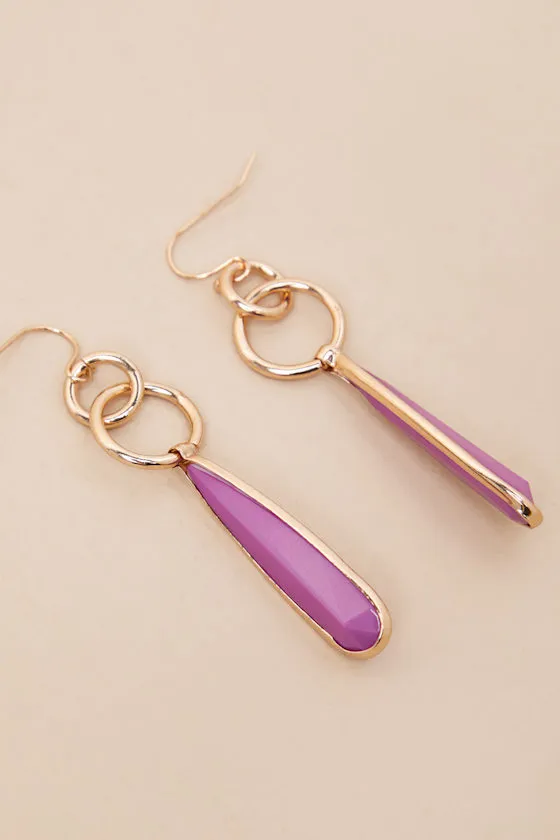 Adeniyi Purple Stone Drop Earrings sold by Lulus product image thumbnail 3