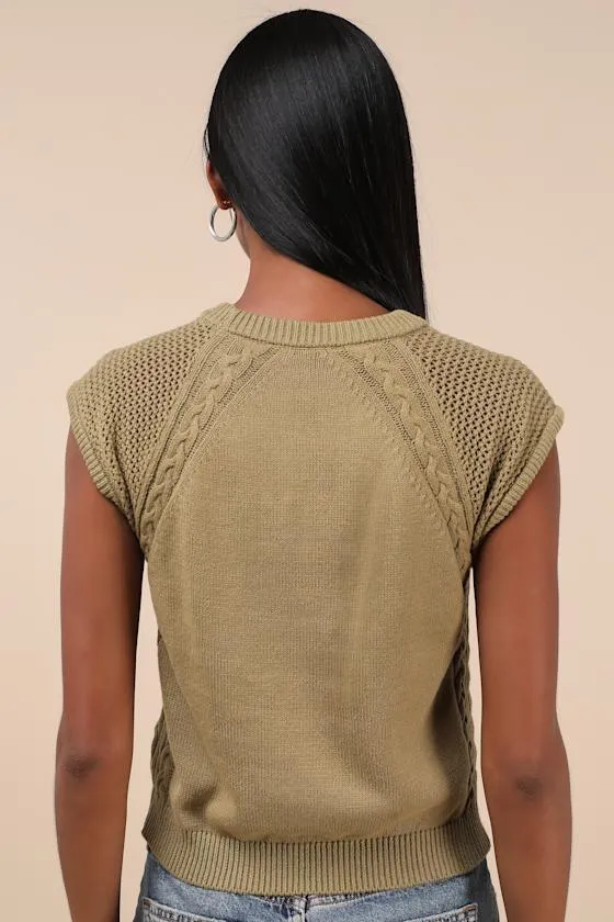 Easygoing Coziness Olive Green Short Sleeve Sweater sold by Lulus product image thumbnail 2