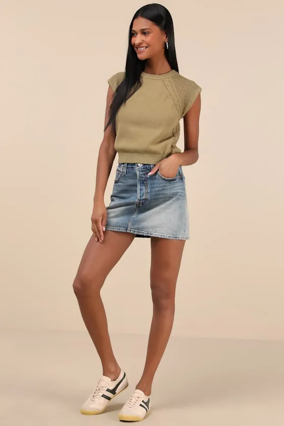 Easygoing Coziness Olive Green Short Sleeve Sweater sold by Lulus product image thumbnail 3