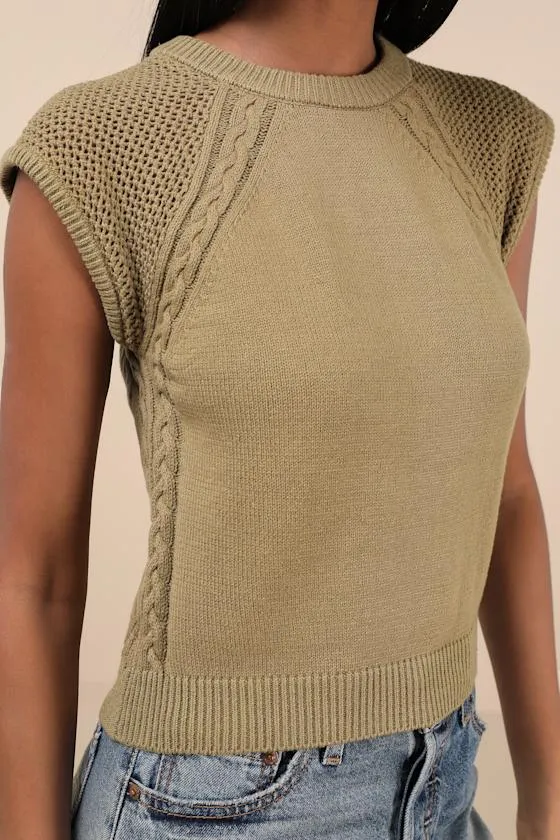 Easygoing Coziness Olive Green Short Sleeve Sweater sold by Lulus product image thumbnail 4