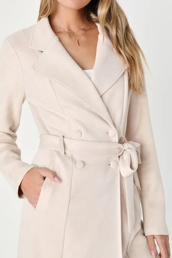Chic Calling Beige Suede Trench Coat sold by Lulus product image thumbnail 4