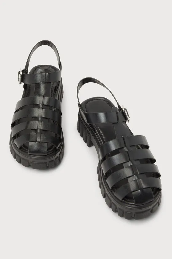 Beena Black Strappy Platform Buckle Sandals sold by Lulus product image thumbnail 3