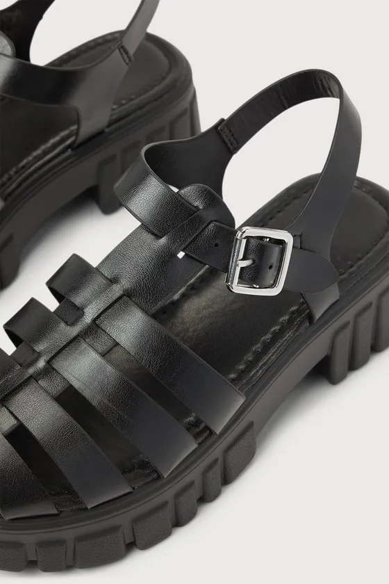 Beena Black Strappy Platform Buckle Sandals sold by Lulus product image thumbnail 4