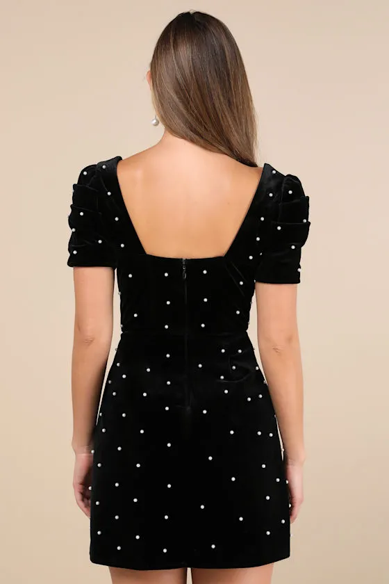 Luxe Possibilities Black Velvet Pearl Mini Dress sold by Lulus product image thumbnail 3