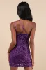 Alluring Shine Purple Sequin One-Shoulder Mini Dress sold by Lulus