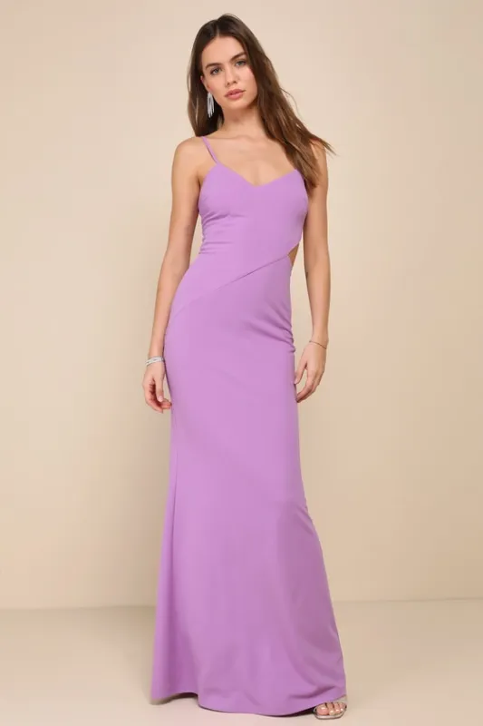 Alluring Sweetheart Lavender Asymmetrical Cutout Maxi Dress sold by Lulus