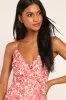 Always Enchanting Pink Floral Metallic Ruffled High-Low Dress sold by Lulus