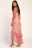 Always Enchanting Pink Floral Metallic Ruffled High-Low Dress sold by Lulus