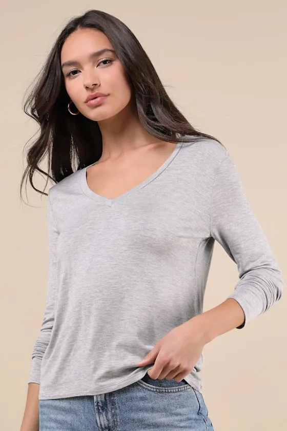 Versatile Intention Heather Grey Long Sleeve Top sold by Lulus