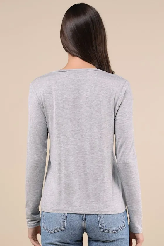 Versatile Intention Heather Grey Long Sleeve Top sold by Lulus product image thumbnail 2