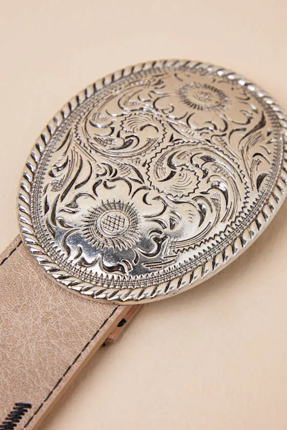 Cowgirl Favorite Taupe Floral Embroidered Western Belt sold by Lulus product image thumbnail 4