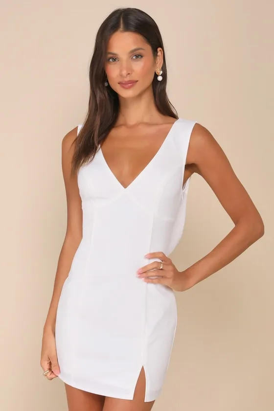 Perfection Bound White Sleeveless Cowl Back Mini Dress sold by Lulus product image thumbnail 2