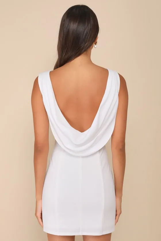Perfection Bound White Sleeveless Cowl Back Mini Dress sold by Lulus product image thumbnail 3