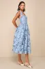 Proof of Perfection Blue Floral Tiered Tie-Strap Midi Dress sold by Lulus