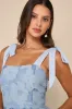 Proof of Perfection Blue Floral Tiered Tie-Strap Midi Dress sold by Lulus