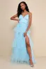 Gorgeous Statement Blue Tulle Tiered Ruffled Maxi Dress sold by Lulus