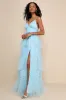 Gorgeous Statement Blue Tulle Tiered Ruffled Maxi Dress sold by Lulus