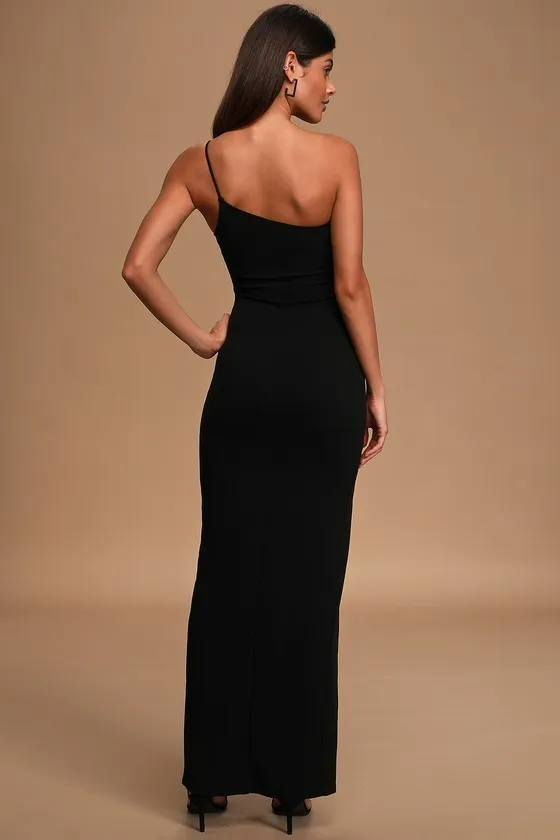 Keeper of My Heart Black One-Shoulder Maxi Dress sold by Lulus product image thumbnail 4