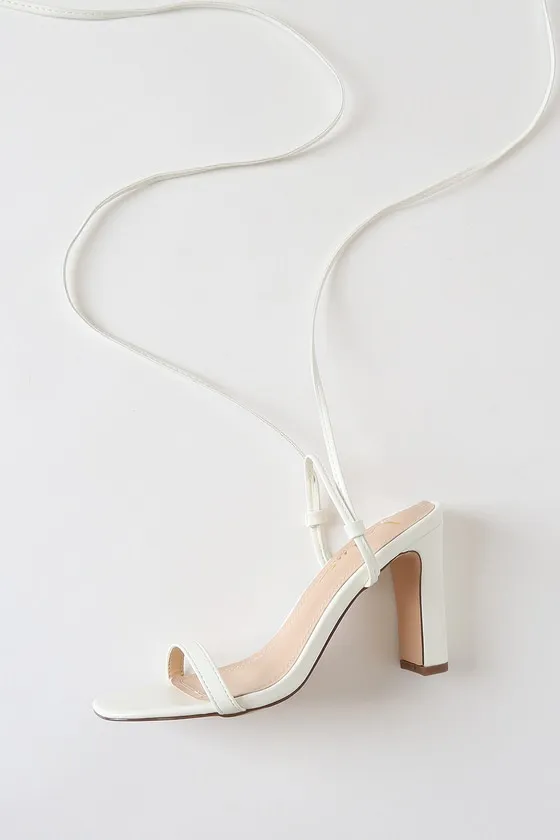 Xylia White Lace-Up Heels sold by Lulus product image thumbnail 4