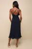 Wondrous Muse Navy Blue Pleated One-Shoulder Midi Dress sold by Lulus