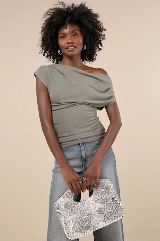 Dahlia Grey and Ivory Snake Print Vegan Leather Crossbody Bag sold by Lulus product image thumbnail 2