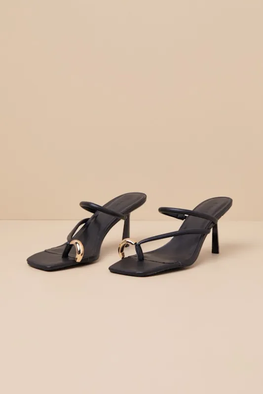 Camren Black Strappy High Heel Slide Sandals sold by Lulus