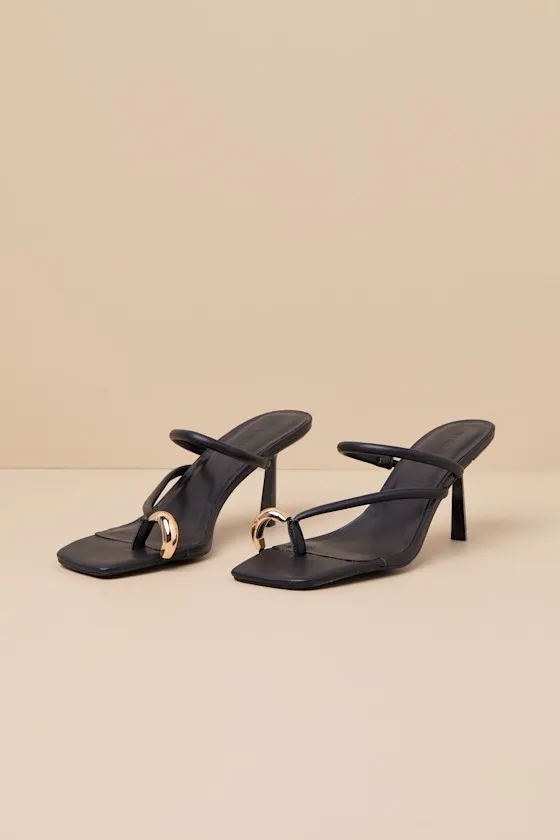 Camren Black Strappy High Heel Slide Sandals sold by Lulus