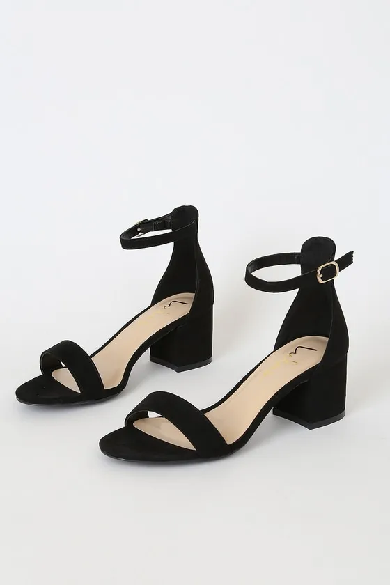 Harper Black Suede Ankle Strap Heels sold by Lulus product image thumbnail 2