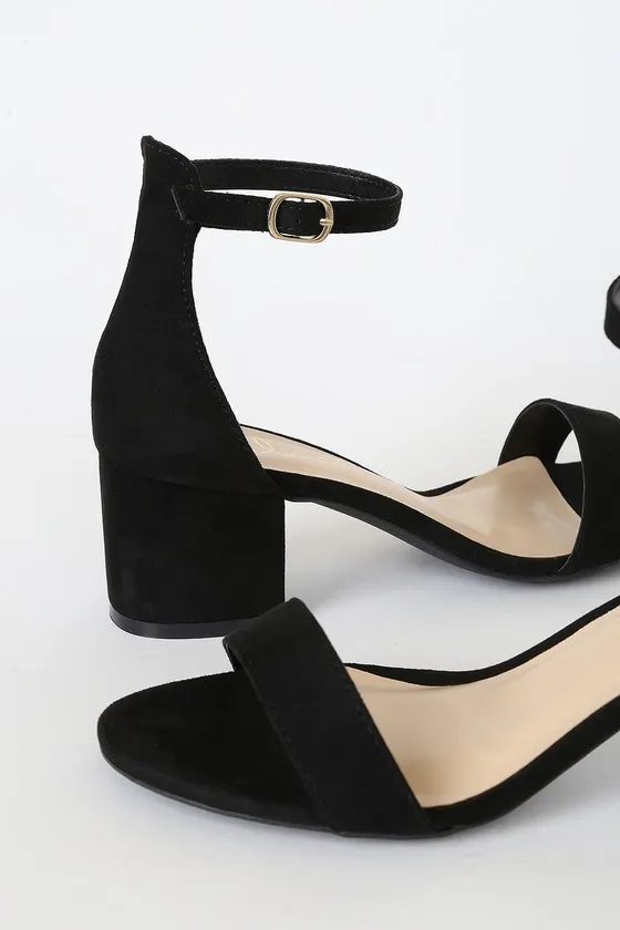 Harper Black Suede Ankle Strap Heels sold by Lulus product image thumbnail 4