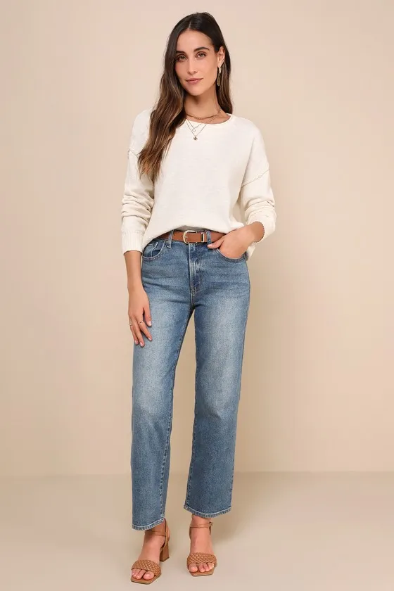 Timeless Perfection Cream Textured Crew Neck Pullover Sweater sold by Lulus product image thumbnail 2