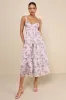 Marvelously Darling Mauve Floral Tiered Backless Midi Dress sold by Lulus