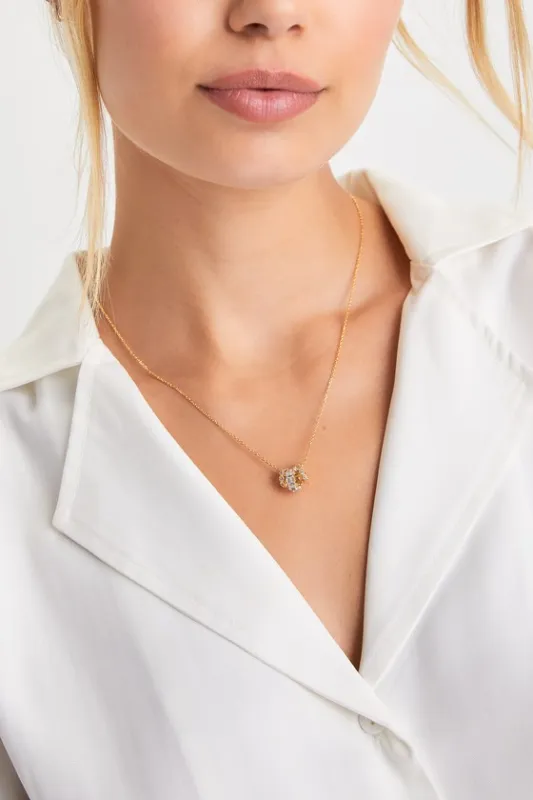 Exceptional Sparkle Gold 14KT Rhinestone Ring Necklace sold by Lulus