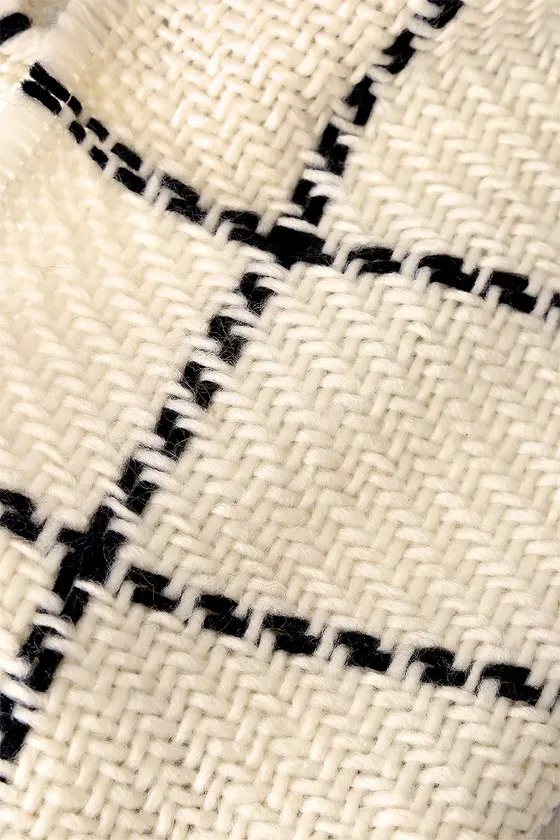 Cozy Afternoon Beige and Black Plaid Knit Scarf sold by Lulus product image thumbnail 3