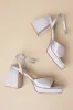 Shirine Grey Satin Platform Ankle Strap Heels sold by Lulus