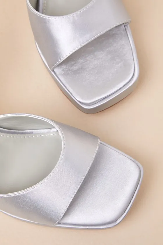 Shirine Grey Satin Platform Ankle Strap Heels sold by Lulus product image thumbnail 3