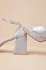 Shirine Grey Satin Platform Ankle Strap Heels sold by Lulus
