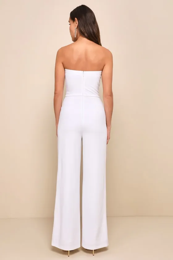 Edith White Strapless Wide-Leg Jumpsuit sold by Lulus product image thumbnail 2