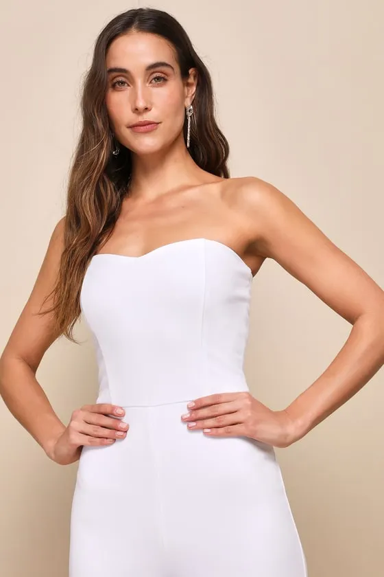 Edith White Strapless Wide-Leg Jumpsuit sold by Lulus product image thumbnail 4