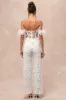 Midnight Sparkle White Mesh Embroidered Feather Bustier Jumpsuit sold by Lulus