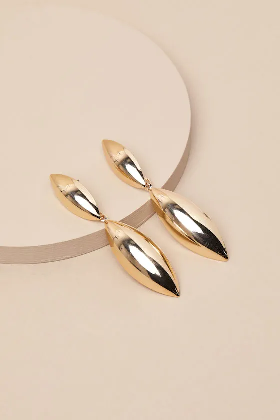 Delicately Glowing Gold Drop Earrings sold by Lulus