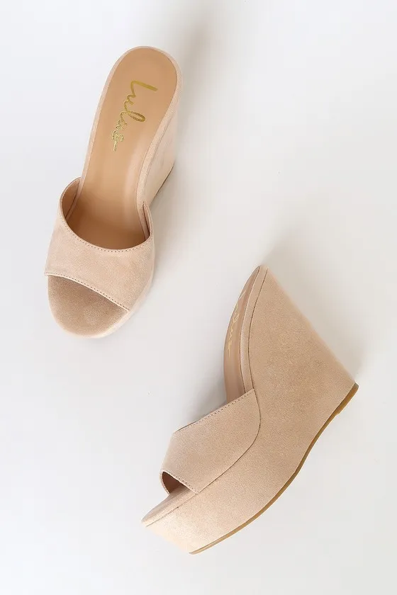 Sheree Light Nude Suede Platform Wedges sold by Lulus product image thumbnail 3