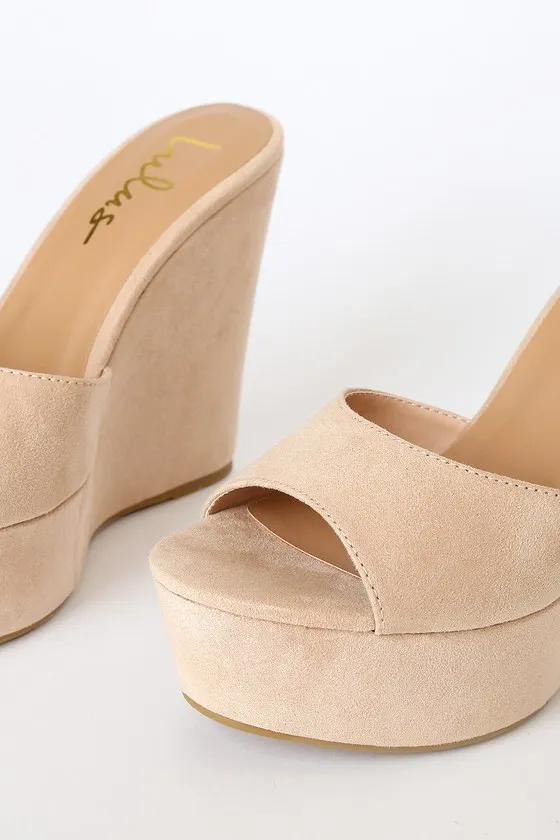 Sheree Light Nude Suede Platform Wedges sold by Lulus product image thumbnail 4