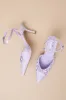 Issoria Lavender Satin Bow Ankle Strap Pumps sold by Lulus