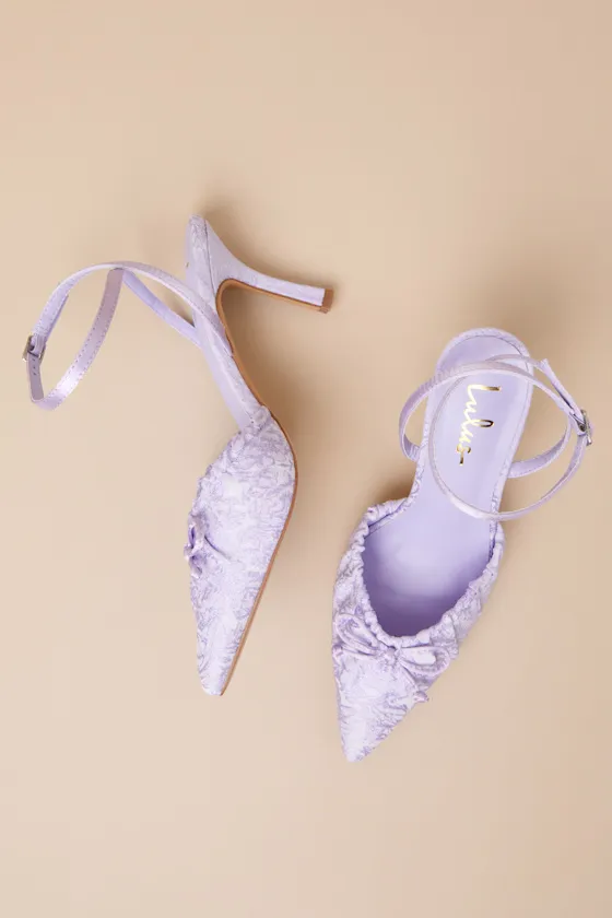 Issoria Lavender Satin Bow Ankle Strap Pumps sold by Lulus product image thumbnail 4